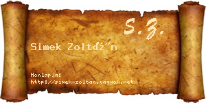 Simek Zoltán névjegykártya