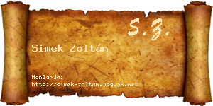 Simek Zoltán névjegykártya